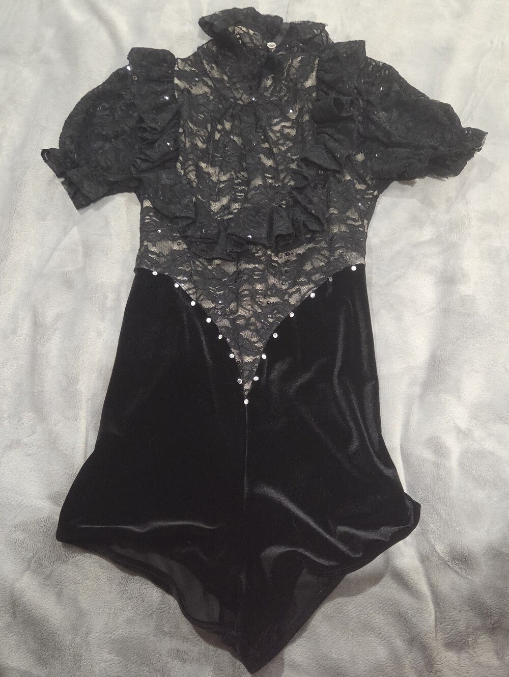 Black Lace & Velvet Women's Top Bodysuit